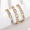 8MM Two Tone 304 Stainless Textured Oval Link Chain Necklaces SA-CBA725A-26GP-2