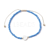 5Pcs 5 Colors Natural Shell Heart & Seed Braided Bead Bracelets Set BJEW-JB10039-01-3