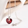 Heart Glass Pendant Necklaces & Dangle Earrings Jewelry Sets SJEW-JS00881-3