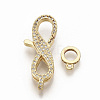 Brass Micro Pave Clear Cubic Zirconia Lobster Claw Clasps ZIRC-S066-011-3