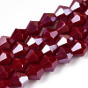 Opaque Solid Color Electroplate Glass Beads Strands EGLA-A039-P6mm-A22-1