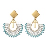 304 Stainless Steel with Glass Seed Beads Hoop Dangle Earrings EJEW-MZ00824-3