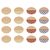 Beadthoven 16Pcs 4 Colors Printed Resin & Wood Pendants WOOD-BT0001-13-21