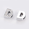 Alloy Initial Slide Charms with Grade A Rhinestones ALRI-R032-D-FF-2