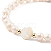 Natural Shell & Pearl Braided Bead Bracelet BJEW-JB08237-6