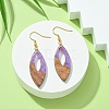 Two Tone Resin & Walnut Wood Horse Eye Dangle Earrings EJEW-JE05504-05-3