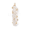 Copper Wired Electroplated Natural Quartz Crystal Pendants PALLOY-JF02626-01-3