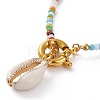 Electroplate Natural Cowrie Shell Pendant Necklaces NJEW-JN03285-3