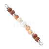 Faceted Round Natural Mixed Gemstone & Potato Natural Cultured Freshwater Pearl Beaded Connector Charms PALLOY-JF03532-3
