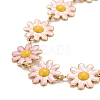 Enamel Daisy Link Chains Bracelet BJEW-P271-01G-05-2