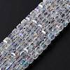 Electroplate Glass Beads Strands X-EGLA-D018-8x8mm-01-1