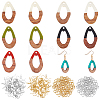 DIY 6 Pairs Teardrop Resin & Walnut Wood Earring Makings DIY-FH0001-90-1