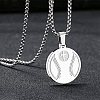 304 Stainless Steel Cross Sport Ball Pendant Necklaces WG79706-01-2