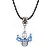 Glass Seed Beads & Glass Pearl Angel Pendant Necklaces NJEW-MZ00056-05-1