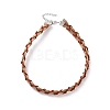 Cowhide Leather Braided Wave Choker Necklace with Brass Clasps for Women NJEW-JN04168-4