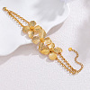 304 Stainless Steel Triple Flower Link Bracelets for Women WG0333A-01-2