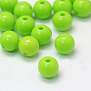 Opaque Green Round Acrylic Spacer Beads X-PAB703Y-6-1