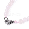 Natural Rose Quartz Round & Cone Beaded Necklaces NJEW-N064-03N-4