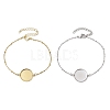 2Pcs 2 Colors 304 Stainless Steel Round Cabochon Setting Bracelets BJEW-JB11089-1