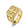Square with Cross Pattern 304 Stainless Steel Finger Rings for Men FS-WGAC6B1-06-2