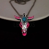 Alloy Ox Head Pendant Necklace with Stainless Steel Chains JN1135D-1
