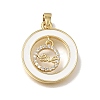 Brass Micro Pave Clear Cubic Zirconia with White Enamel Pendants CU-CBAA556-08B-1