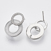 Brass Micro Pave Clear Cubic Zirconia Stud Earring Findings KK-T054-40P-NF-2