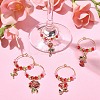 Valentine's Day Theme Rose Alloy Enamel Wine Glass Charms AJEW-JO00196-2