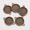 Tibetan Style Alloy Flat Round Cabochon Connector Settings X-TIBE-Q038-001C-AB-NR-1