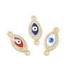 Brass Micro Pave Clear Cubic Zirconia Connector Charms CU-CBA6305-12G-1