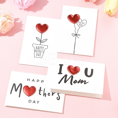 4Pcs 4 Styles Kraft Paper Greeting Cards AJEW-FS0001-29-1