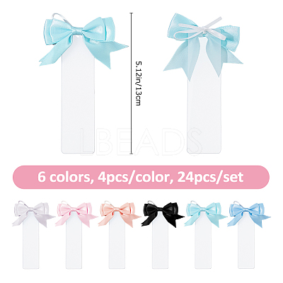 24Pcs 6 Colors Polyester Bowknot & Transparent Acrylic Bookmarks AJEW-FH00038-1