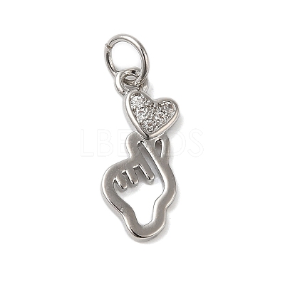 Rack Plating Brass & Clear Cubic Zirconia Pendants KK-S372-11P-1