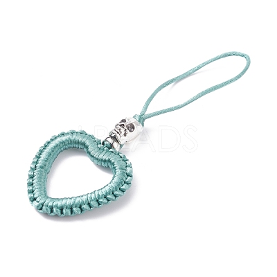 Heart Braided Nylon Cord Mobile Accessories HJEW-JM00607-02-1