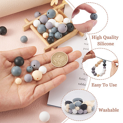 150Pcs 15 Styles Silicone Beads SIL-TA0001-30-1