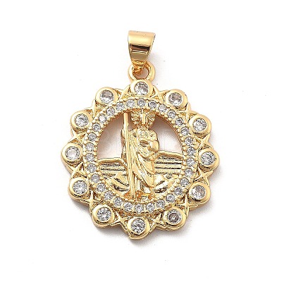 Rack Plating Brass with Cubic Zirconia Pendants KK-Q017-06A-G-1
