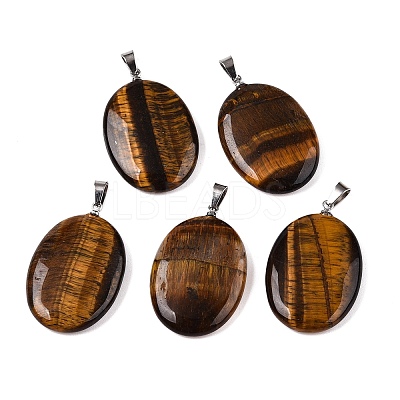 Natural Tiger Eye Pendants G-T138-207F-1