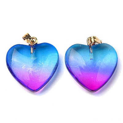 Two Tone Spray Painted Glass Pendants GLAA-N035-016-C02-1