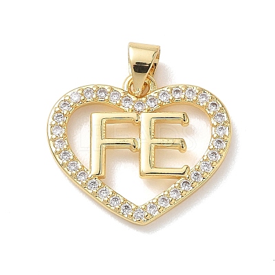 Brass Micro Pave Clear Cubic Zirconia Pendants KK-L268-019G-03-1