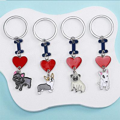 WEWAYSMILE 2 pcs Dog Keychain Car Keychain Pet Pendant Key-Ring Lovely Dog Key-ring Portable Metal Keychain Gift for Pet Lover Birthday Puppy Theme Party Supplies (Brownish Corgi) JX792A-1