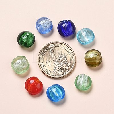 Handmade Silver Foil Glass Beads SLF12MMY-1-1