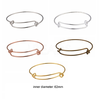 10Pcs 5 Color Adjustable Brass Expandable Bangle Making BJEW-LS0001-02-1