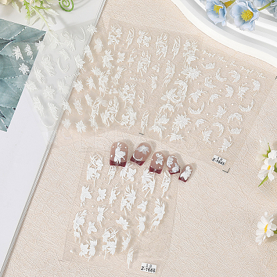 4Pcs 4 Styles Flower Pattern Self Adhesive PET Nail Art Stickers Decals MRMJ-SP0001-22-1
