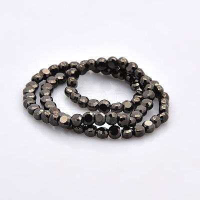 Full Black Plated Glass Faceted Flat Round Beads Strands EGLA-A033-4mm-FP03-1