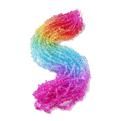 Spray Painted Transparent Glass Beads Strands GLAA-P060-01A-15-1