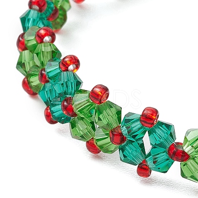 Christmas Handmade Glass Seed Beads Link Bracelets for Women BJEW-MZ00123-1