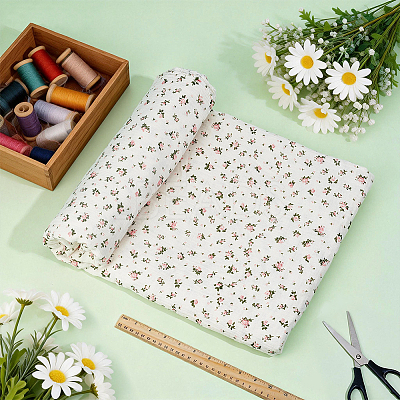 Flower Pattern Cotton Fabric DIY-WH0504-985B-1