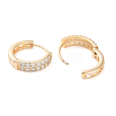Brass Micro Pave Clear Cubic Zirconia Hoop Earrings EJEW-S234-04G-1