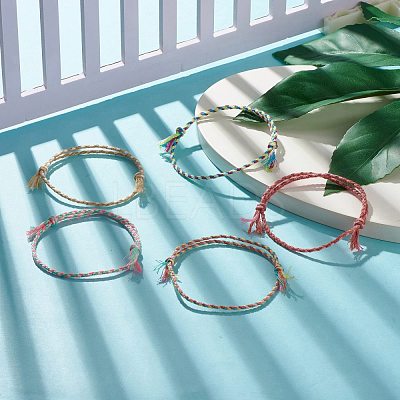 5Pcs Macrame Cotton Braided Cord Anklets Set AJEW-AN00486-03-1