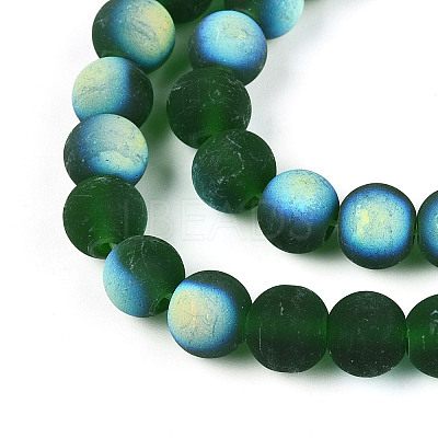Frosted Transparent Glass Beads Strands GLAA-T032-T8mm-MBB22-1